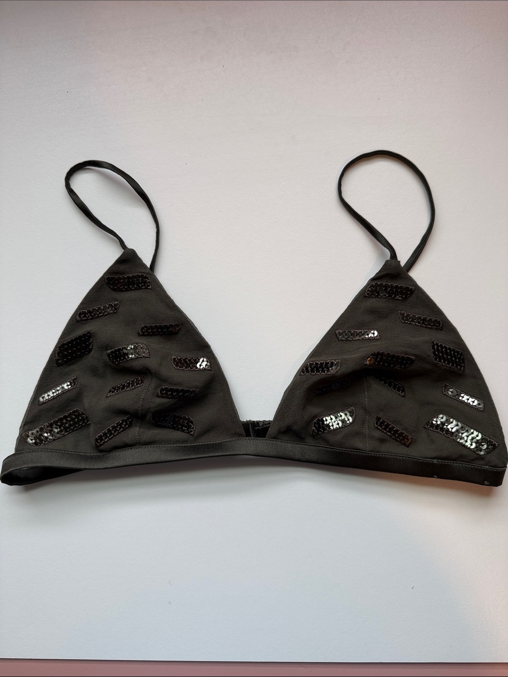 Fleur du mal Sequin Knit Triangle Bikini Top and Bottom